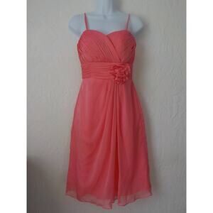 Bari Jay Women 2 Pink Sun Dress Strapless Chiffon Straps Party Prom Church Gown